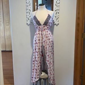Halter romper with fly away on bottom